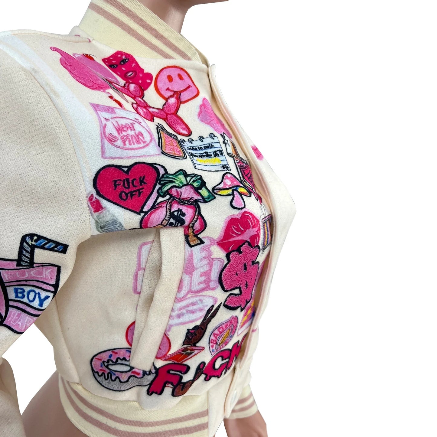 Hot selling fashionable printed baseball jacket AY2628