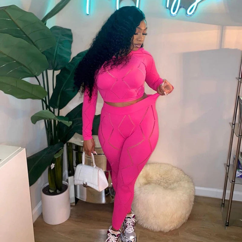 Sexy Hollowed-Out Casual Sports Suit AY2659