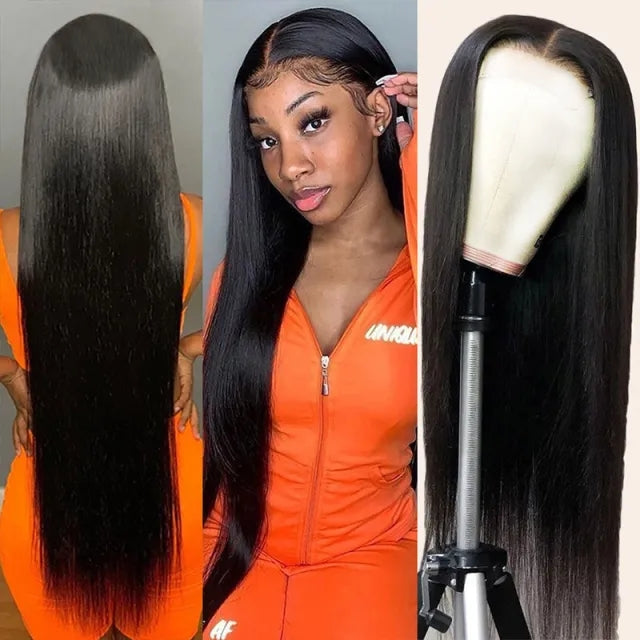 13x6 Transparent Human Hair Wigs Brazilian Straight Hair