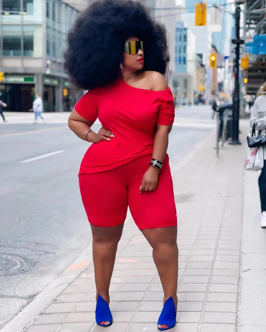 Plus size round neck two-piece suit AY1069