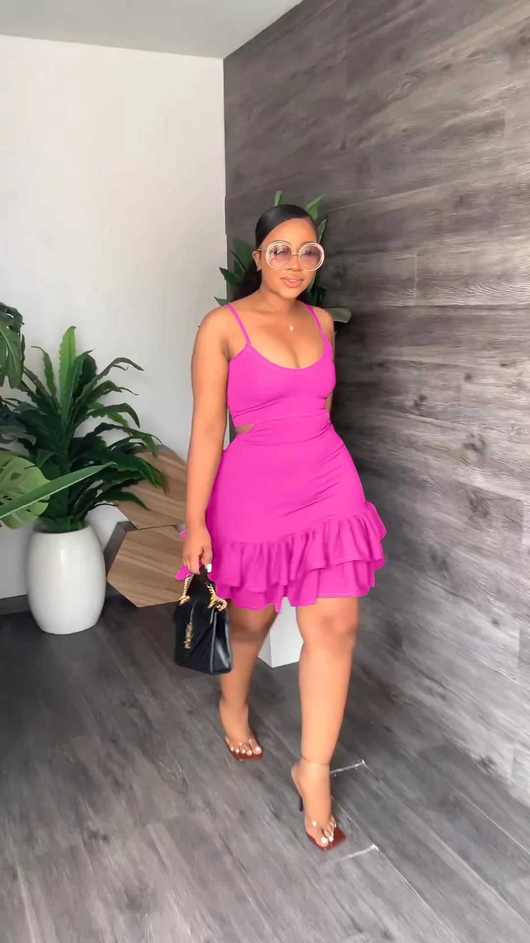 CaFashion Suspender Low-Cut Ruffle Buttock Dress AY2649