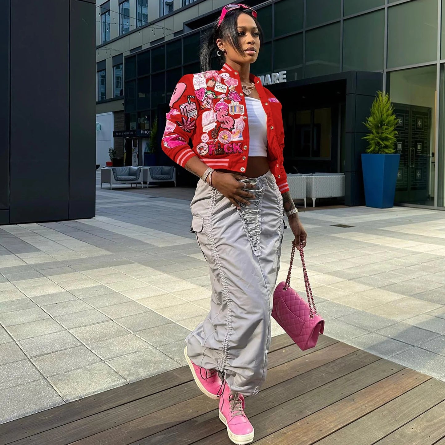 Hot selling fashionable printed baseball jacket AY2628