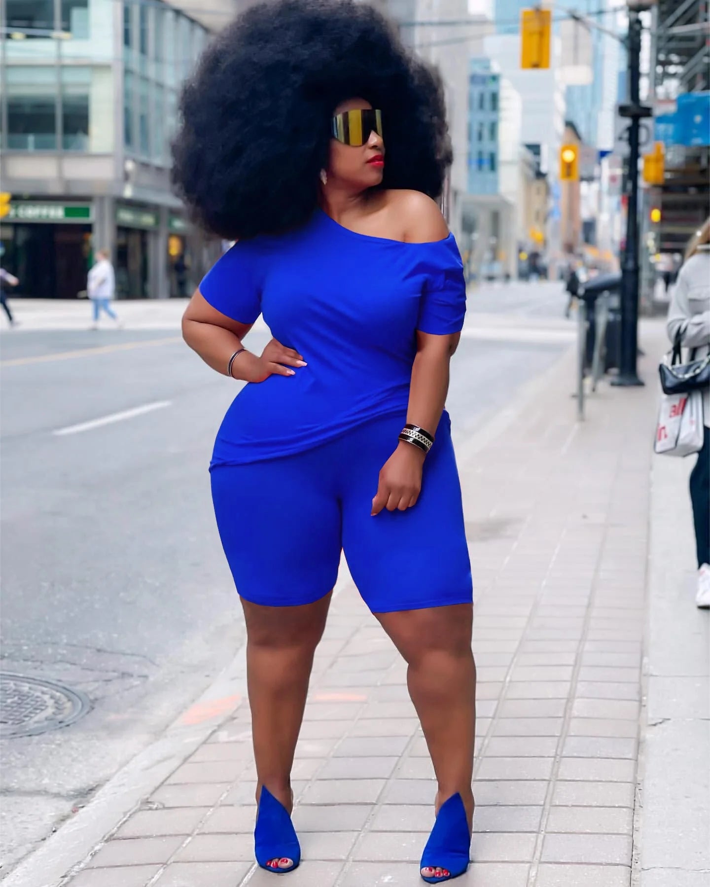Plus size round neck two-piece suit AY1069