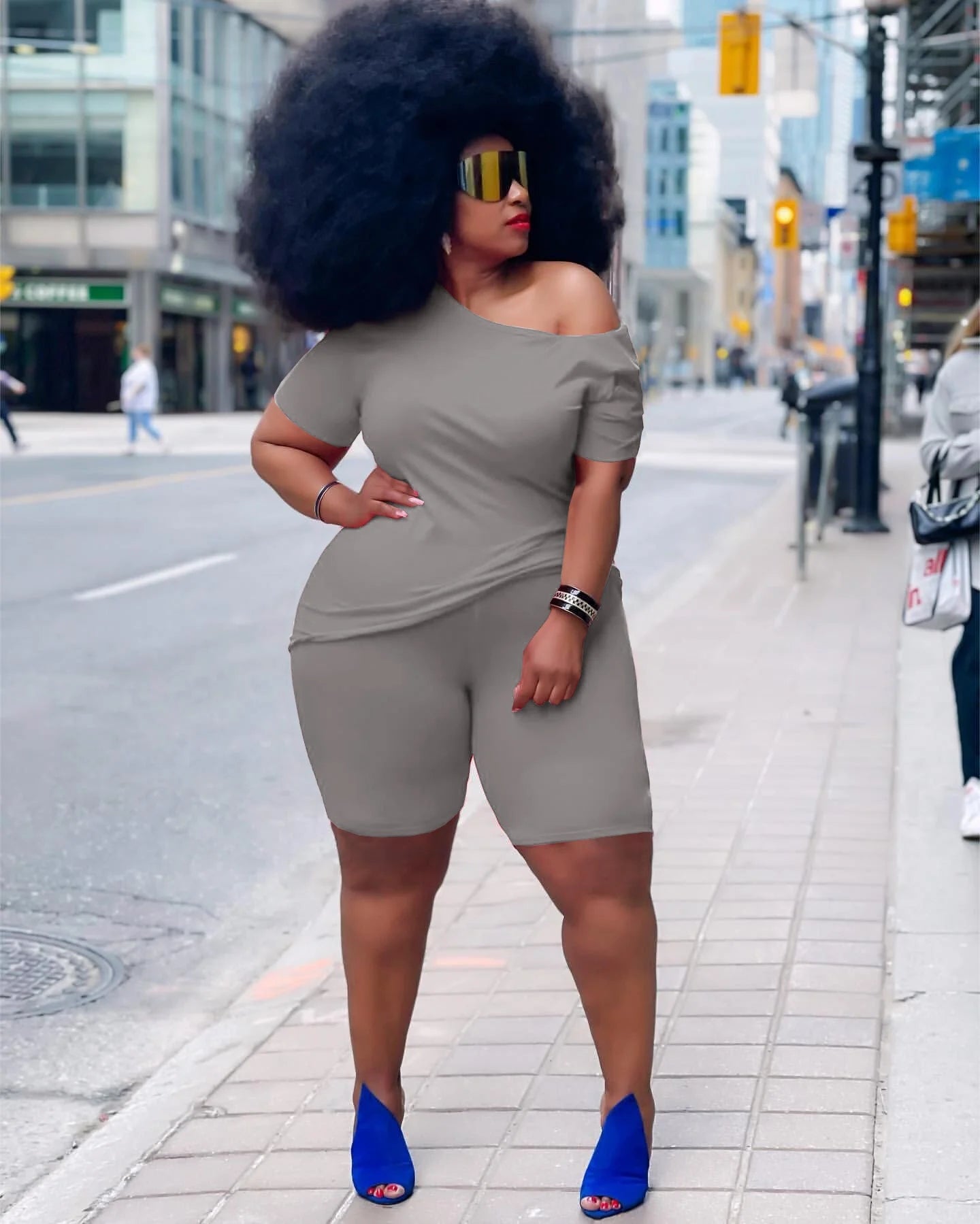 Plus size round neck two-piece suit AY1069
