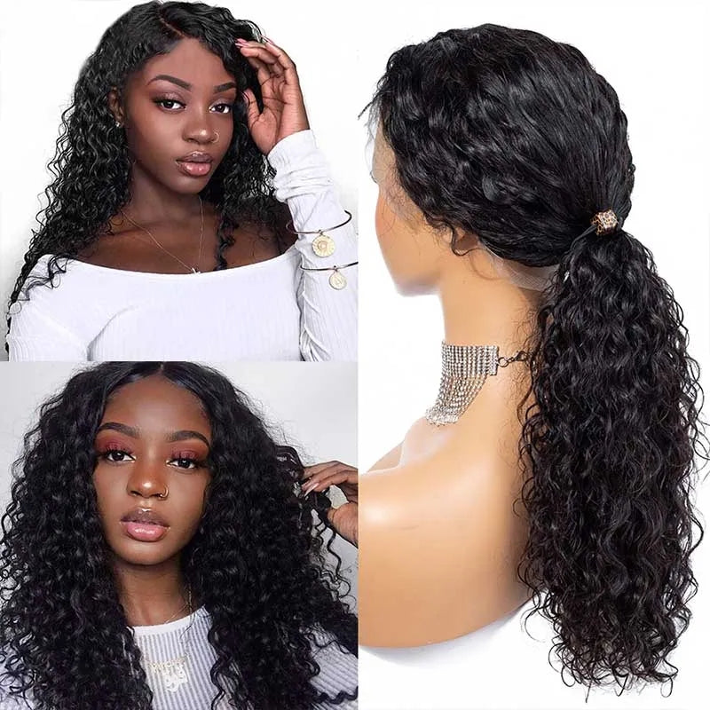 13x4 Lace Frontal PrePlucked Brazilian Deep Wave Frontal Human Hair Wigs