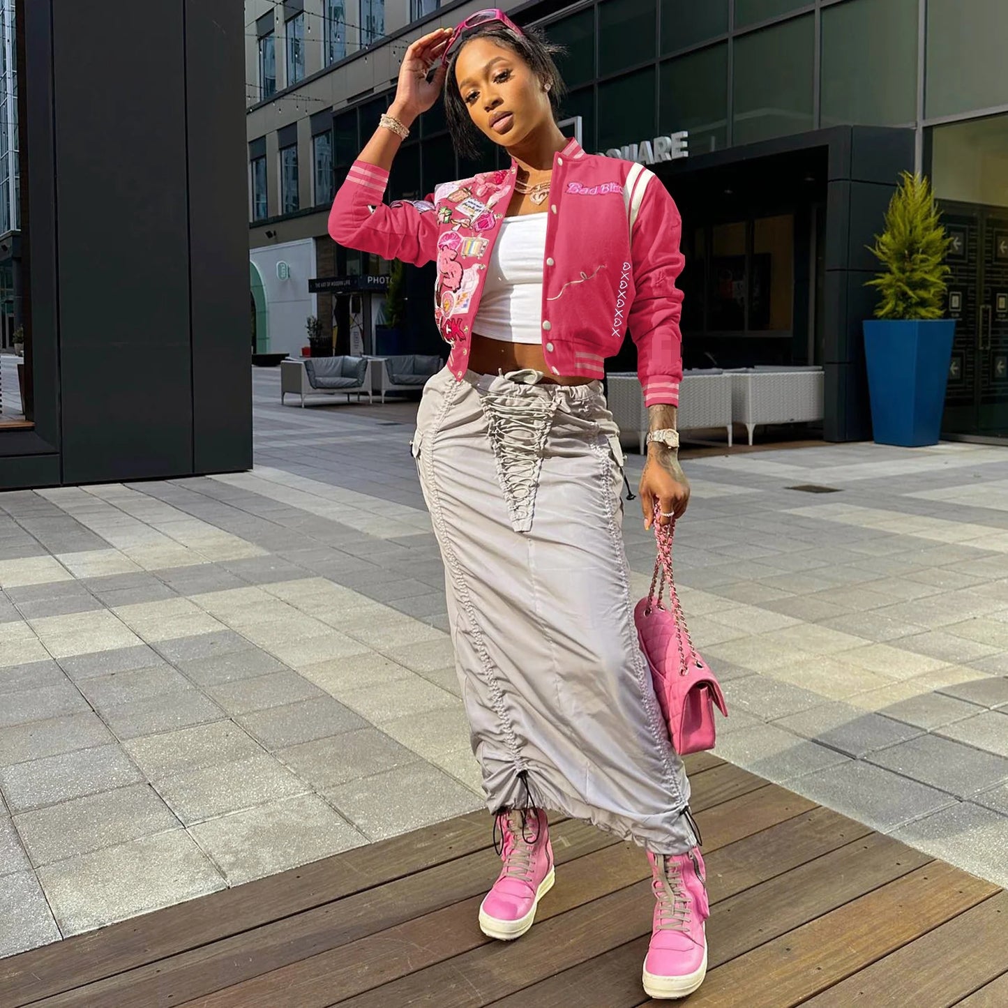 Hot selling fashionable printed baseball jacket AY2628