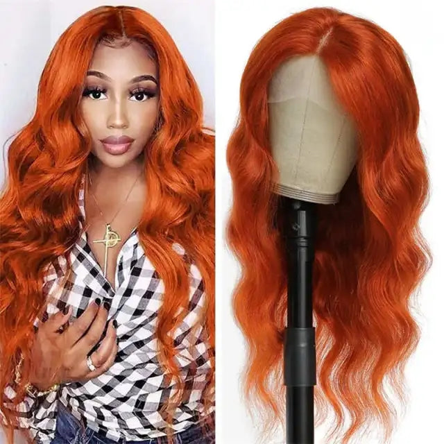 Orange Ginger Color 13x4 Lace Front Wigs Pre Plucked Brazilian Body Wave Human Hair Wig 180% Density Princess Hair Lace Wig #PA1108
