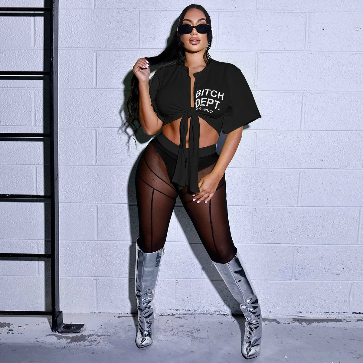 Fashion Sexy Mesh Pants Strap Two-Piece Suit AY2668