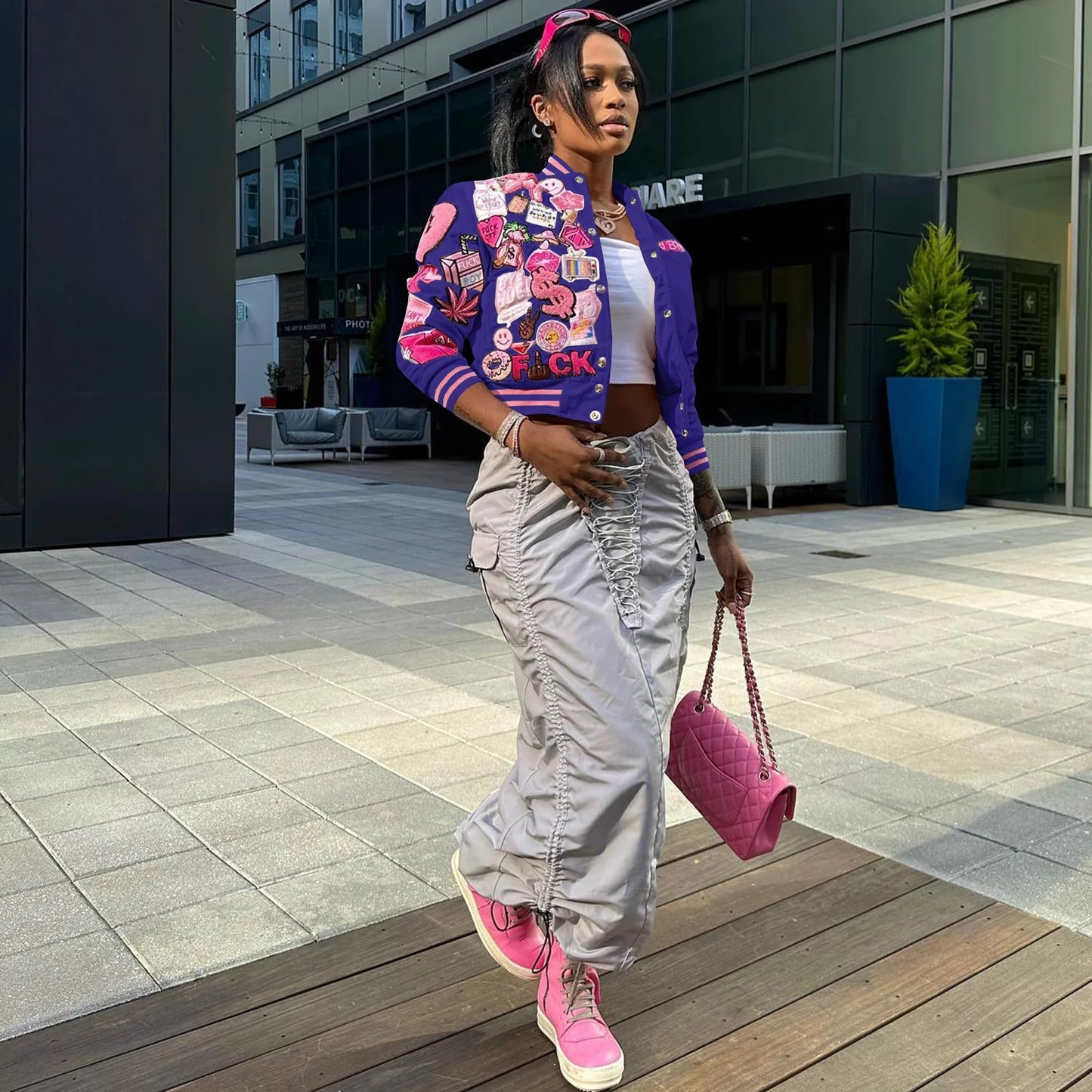 Hot selling fashionable printed baseball jacket AY2628