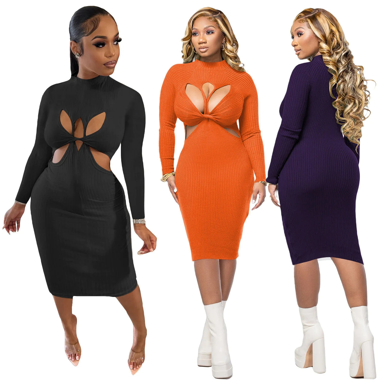Solid Color Medium High Neck Large Pit Dress(AY2625)