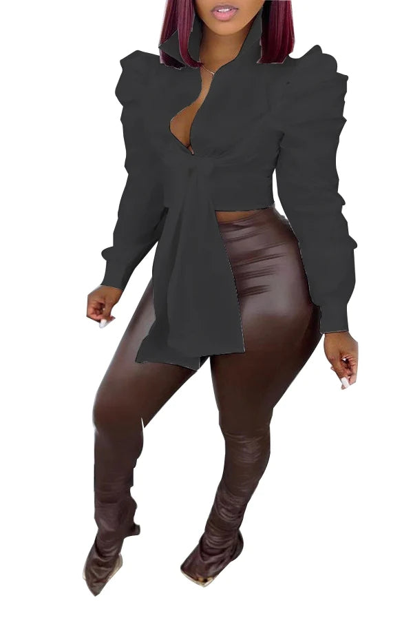 Sexy waist tie shirt AY2646