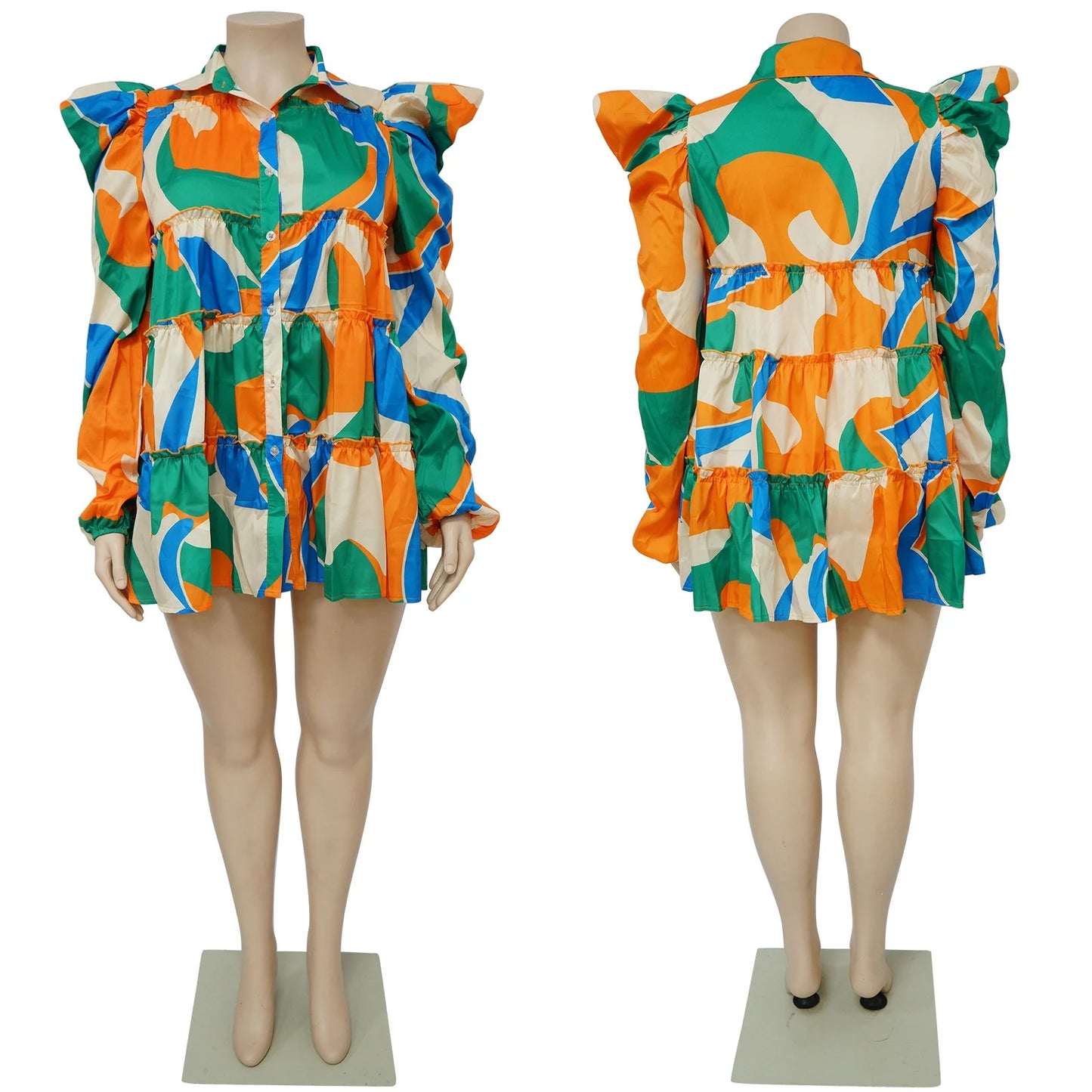 Fashion Printed Ruffle Dress AY2639