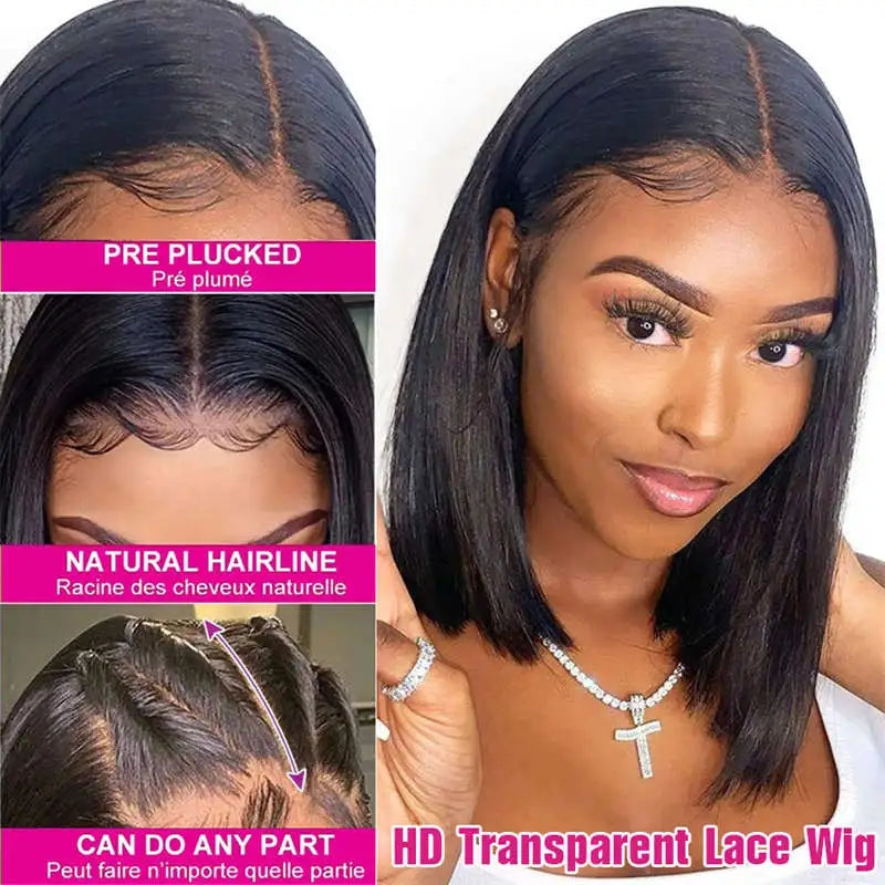13x4 Lace Front Human Hair Wigs Loose Bob Wig For Women