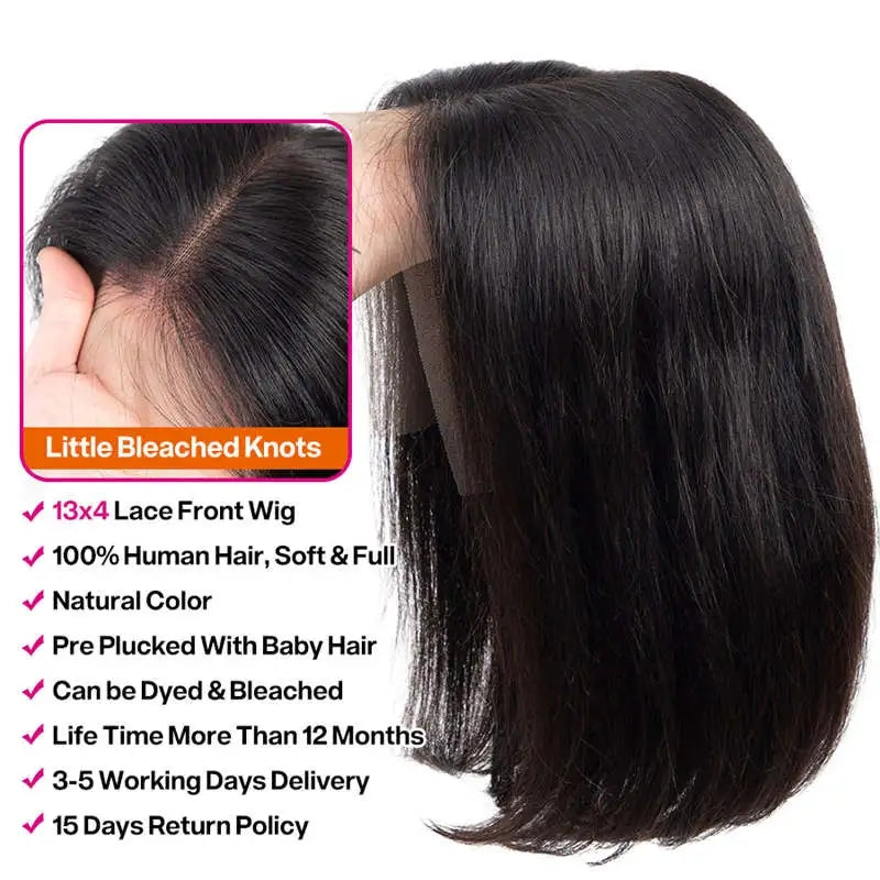 13x4 Lace Front Human Hair Wigs Loose Bob Wig For Women