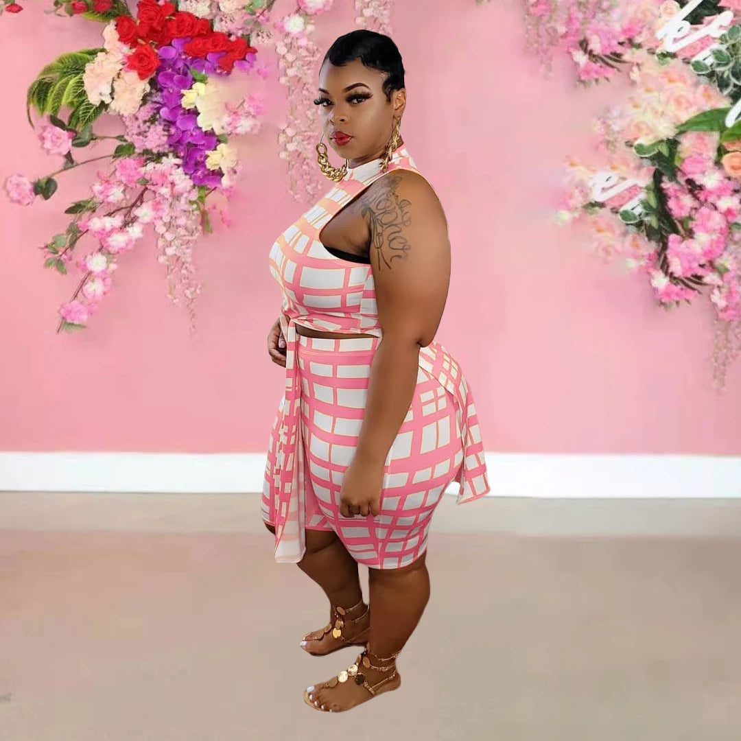 Fashion Casual Plaid Plus Size Suit AY1045