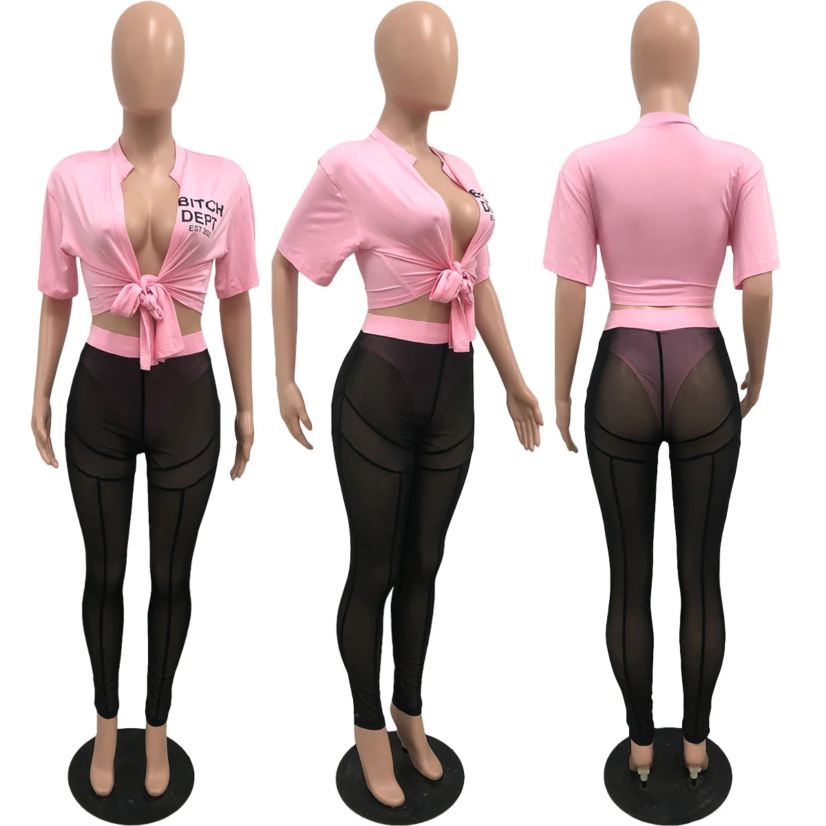 Fashion Sexy Mesh Pants Strap Two-Piece Suit AY2668