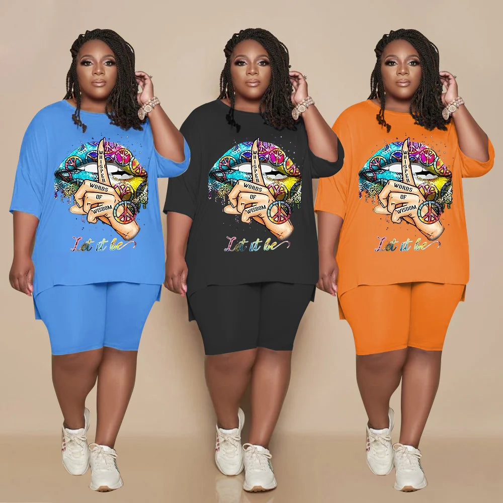 Colorful lip fashion printing suit AY1085