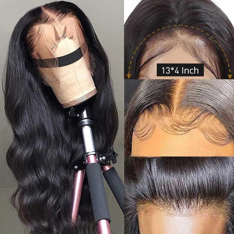 13x4 Transparent Lace Front Brazilian Body Wave Lace Frontal Wig With Baby Hair
