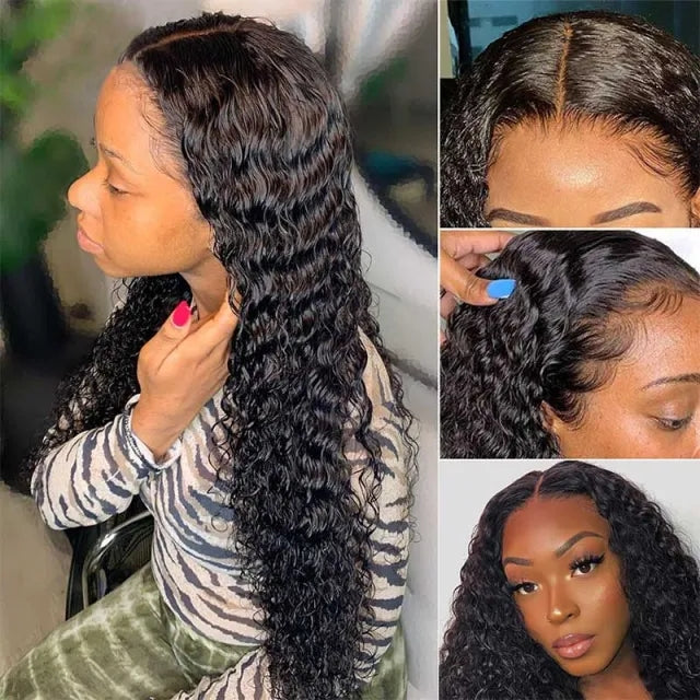 13x4 Lace Frontal PrePlucked Brazilian Deep Wave Frontal Human Hair Wigs