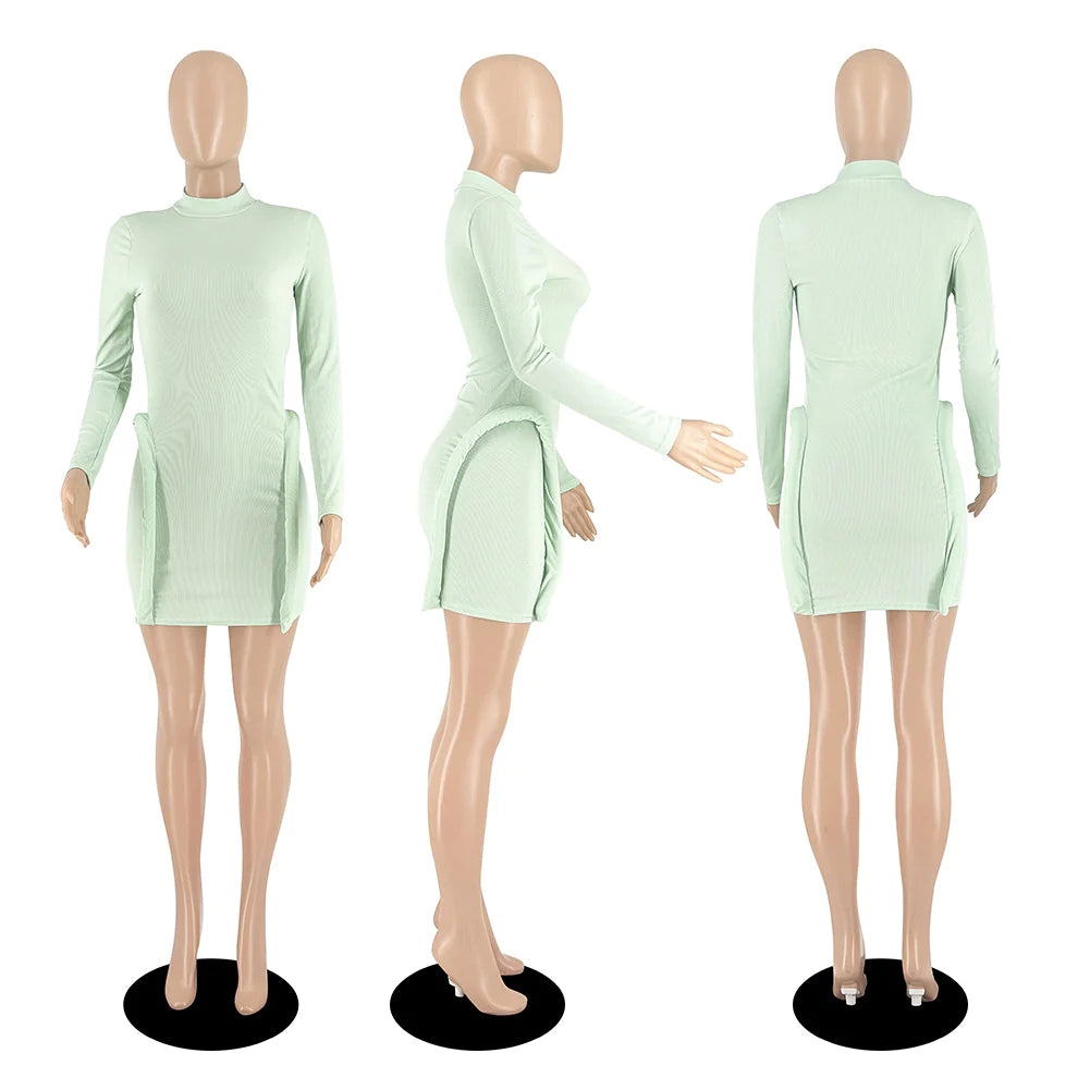 Slim Fashion Solid Color Dress AY263