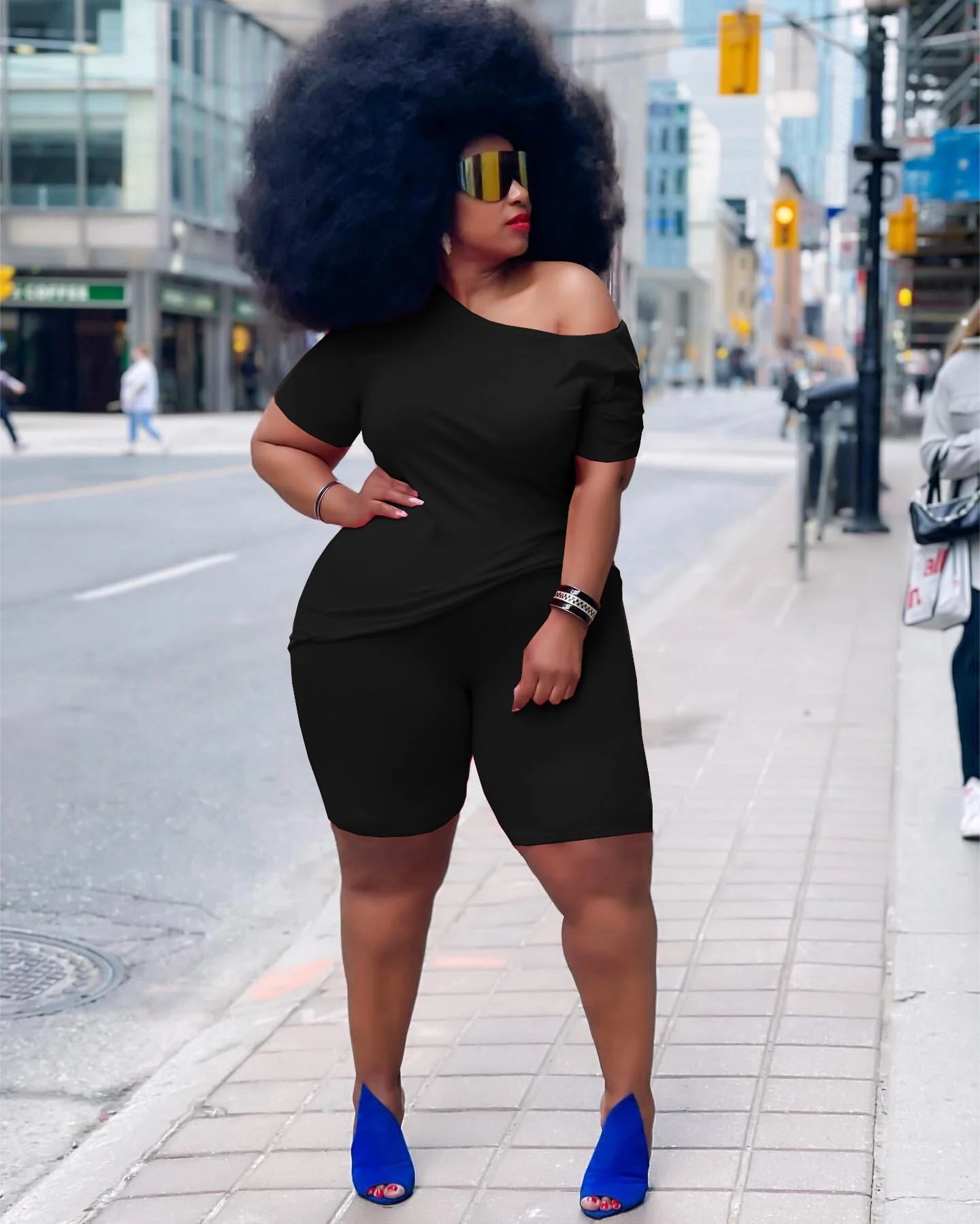 Plus size round neck two-piece suit AY1069